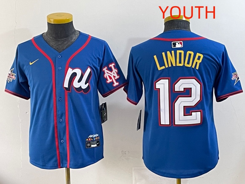 Youth 2025 New York Mets #12 Lindor Blue All star Nike MLB Jersey style 5->los angeles chargers->NFL Jersey
